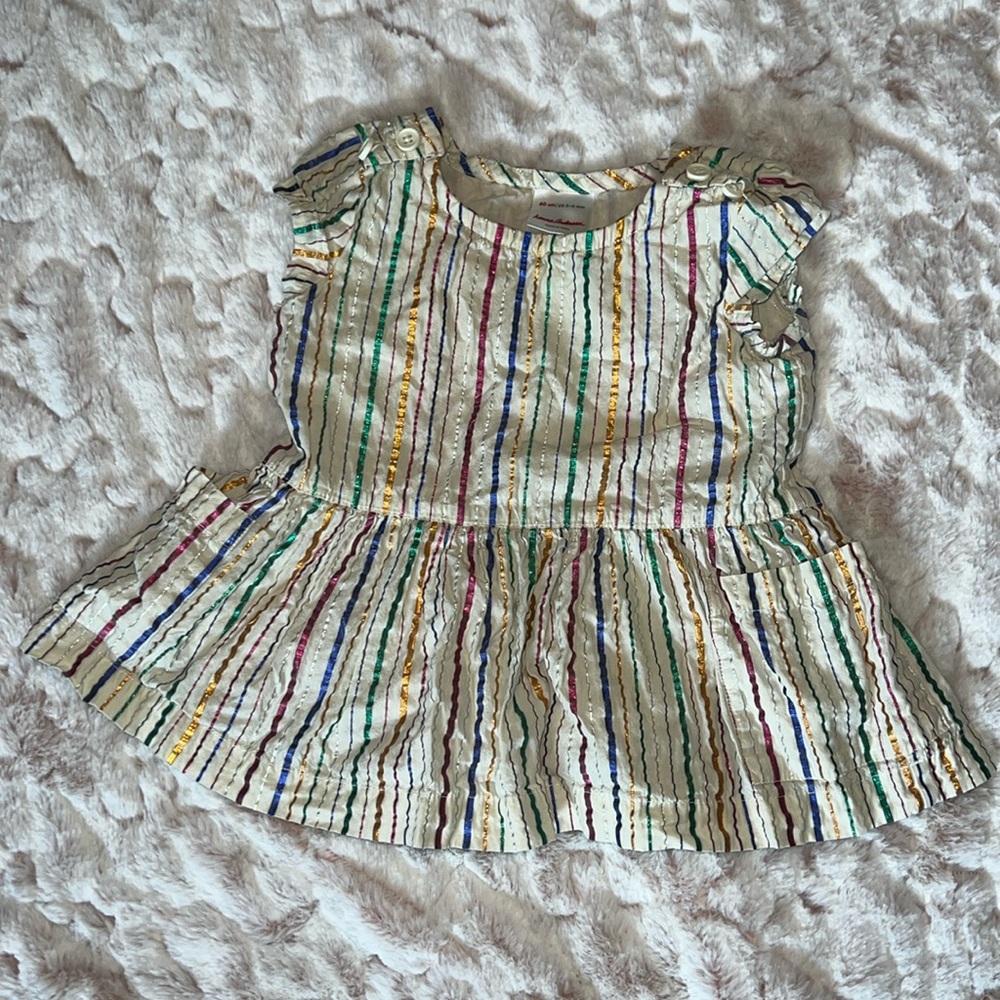 Hanna andersson shimmer stripe dress 3/6 month